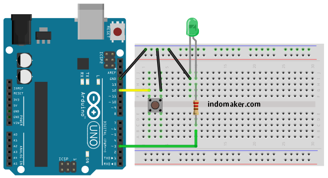 Cara Menggunakan Tombol/Push Button Switch pada Arduino Uno - Indomaker