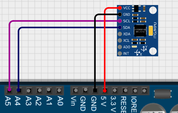 Wiring Rangkaian MPU6050 dengan Arduino Uno