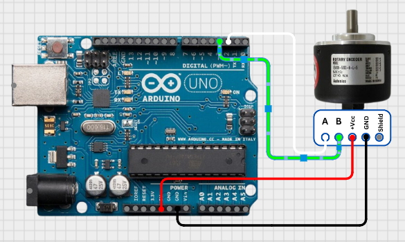 Wiring Rangkaian Rotaty Enconder dengan Arduino Uno